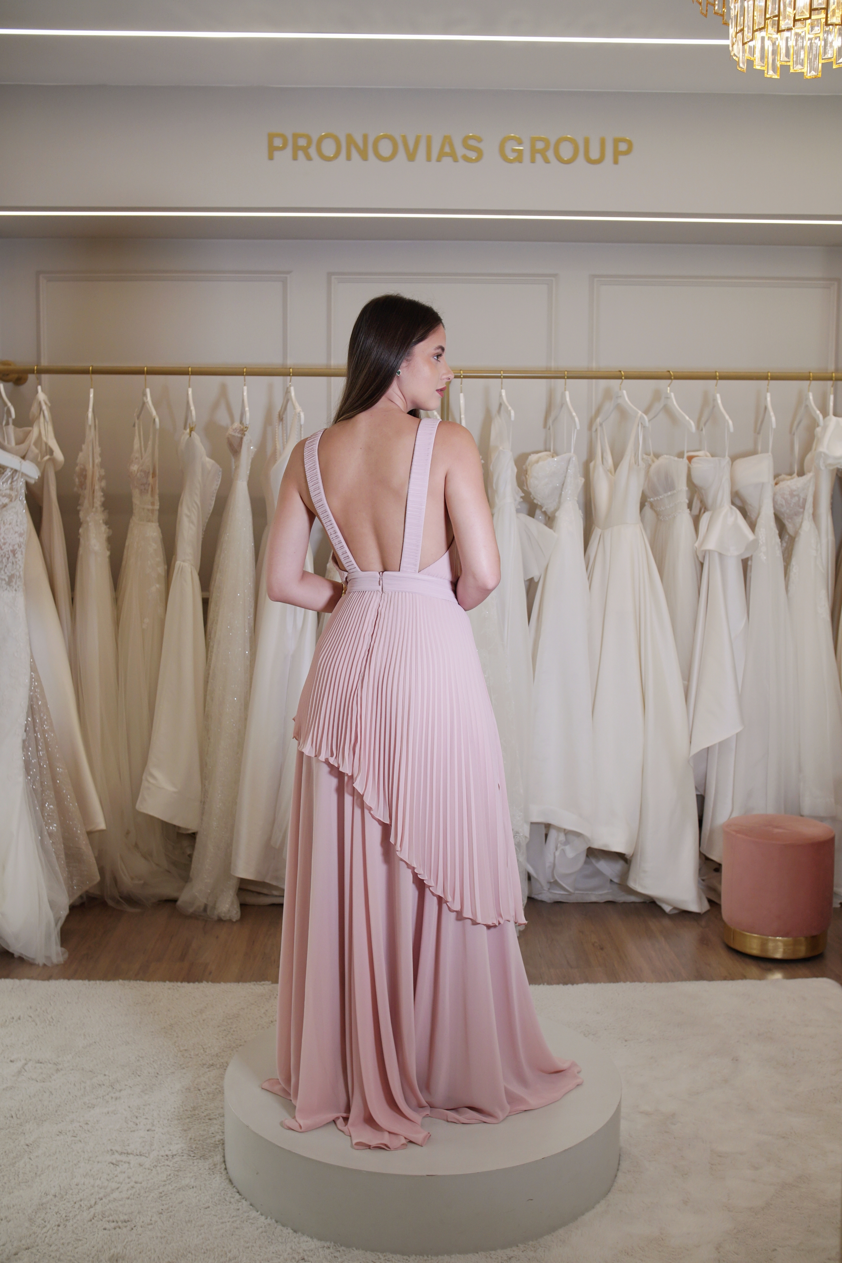 Vestido Rosé Plissado 