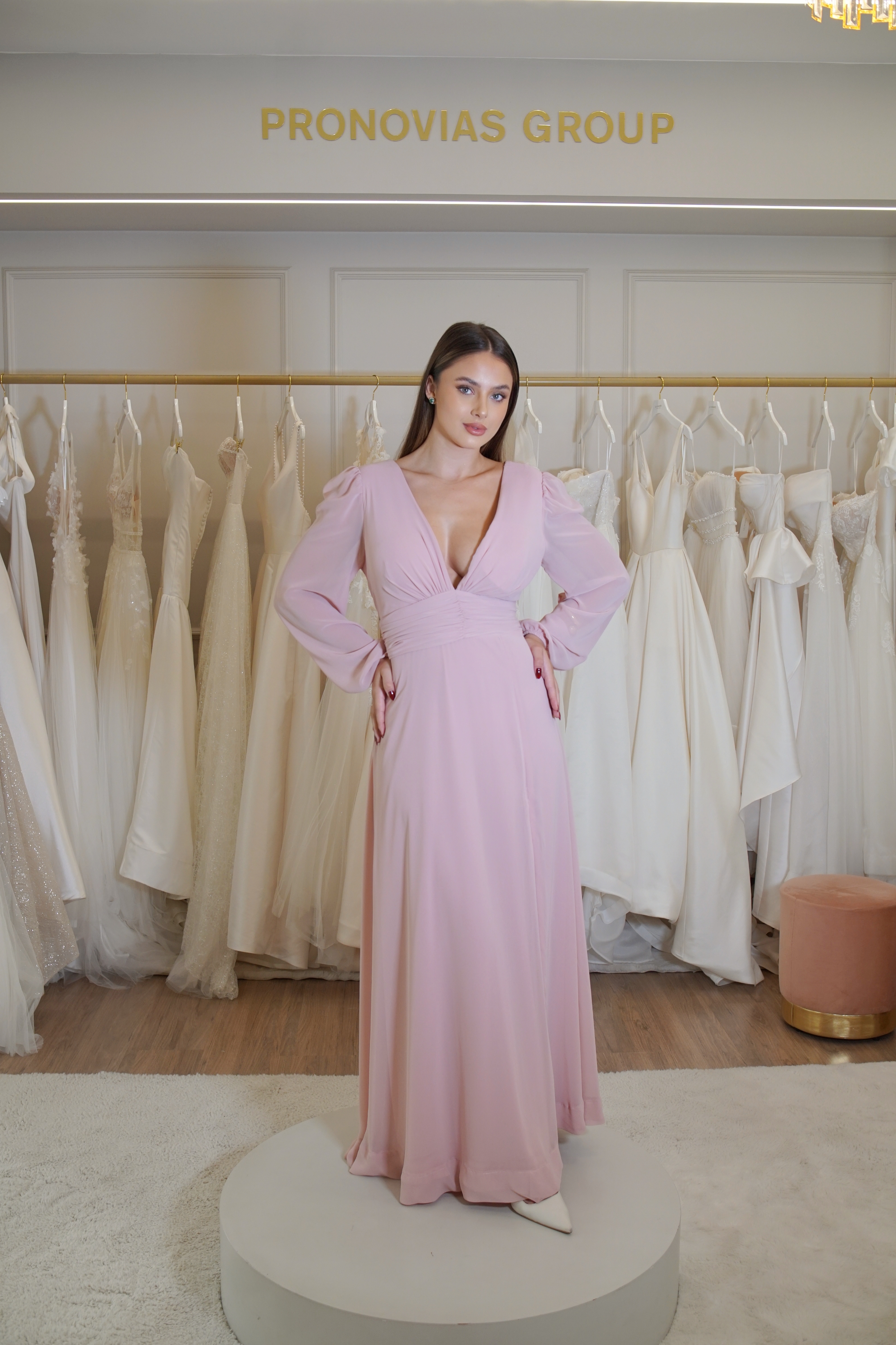 Vestido Rosé Manga longa