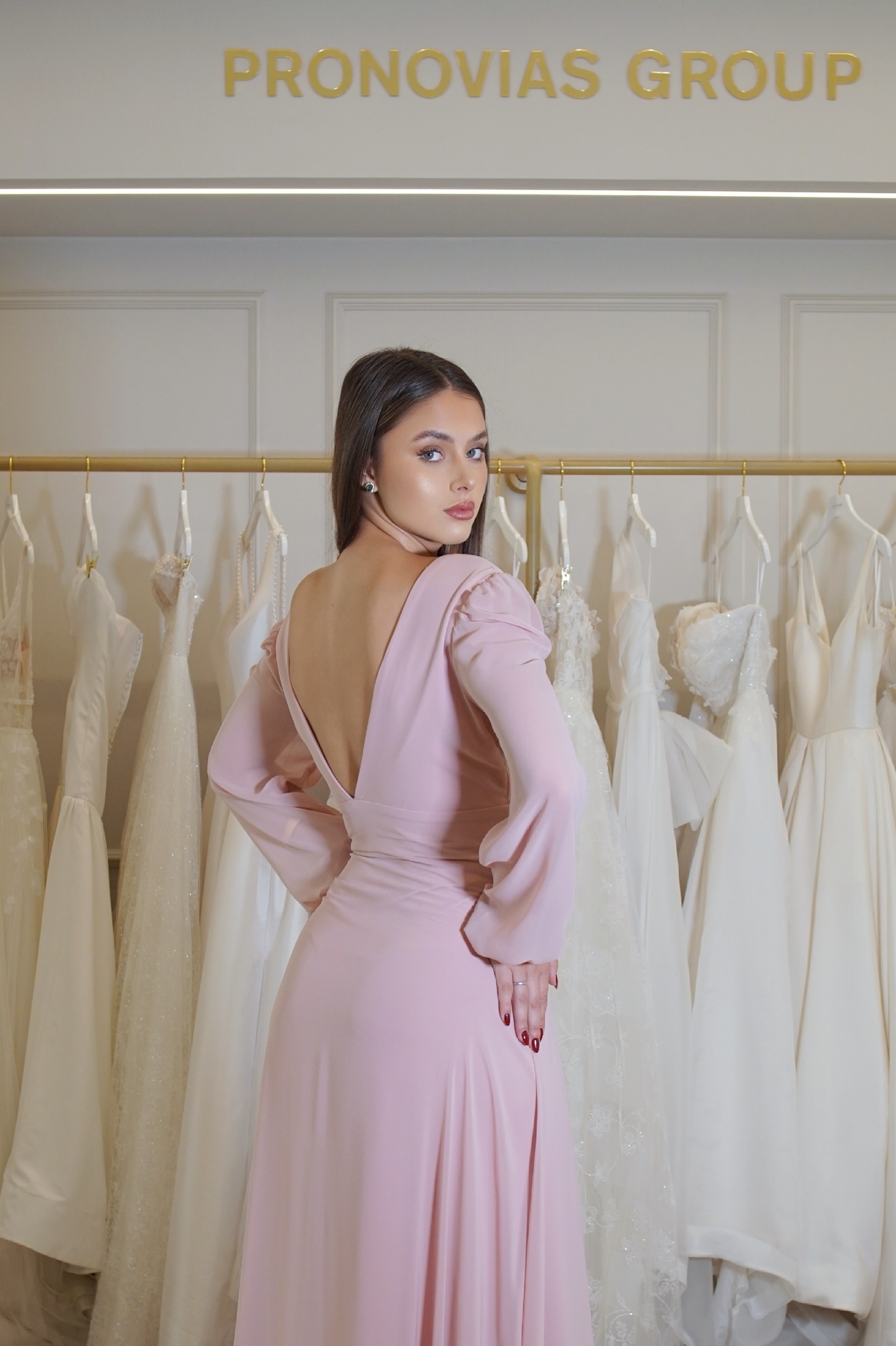 Vestido Rosé Manga longa
