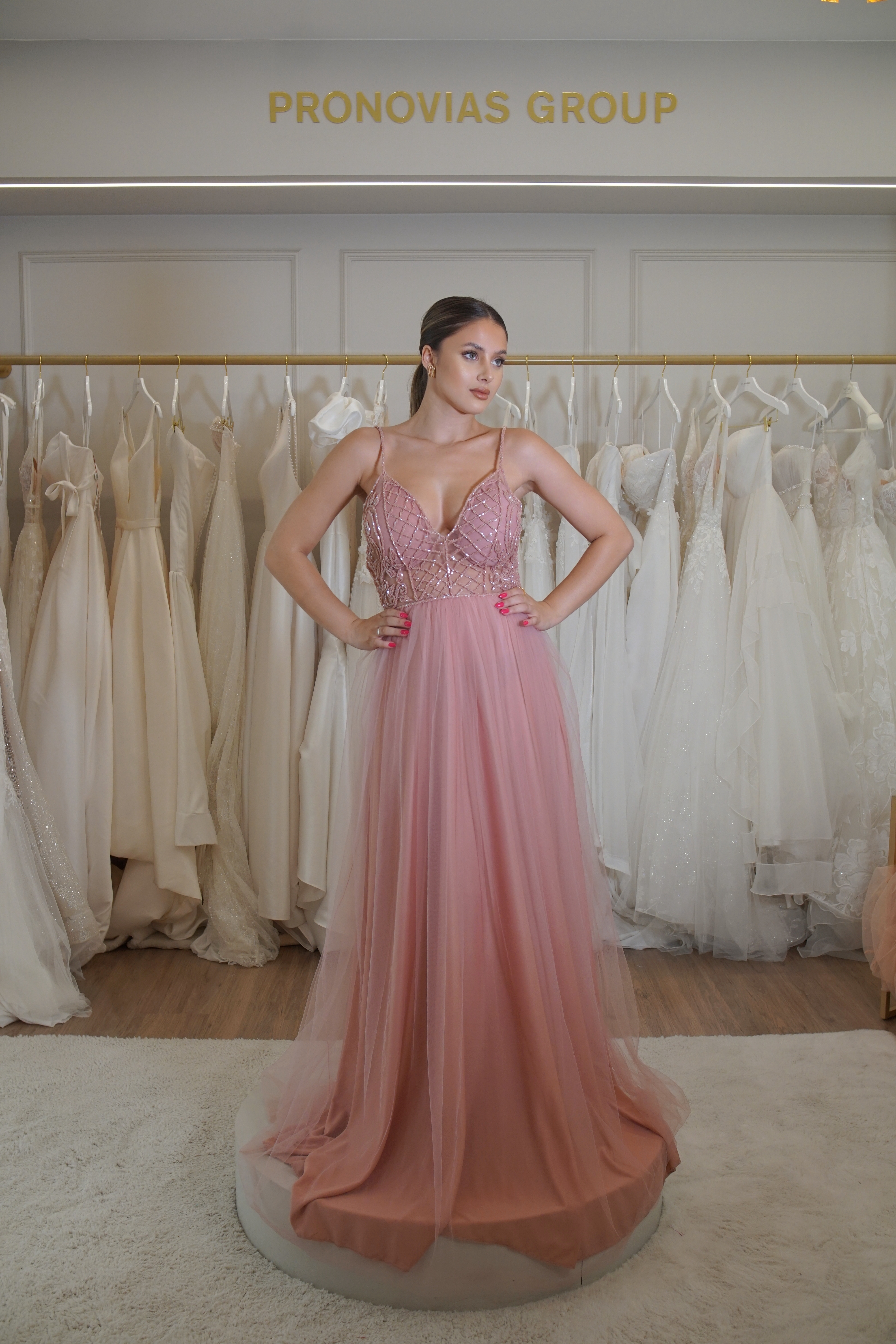 Vestido Rosé Brilhos