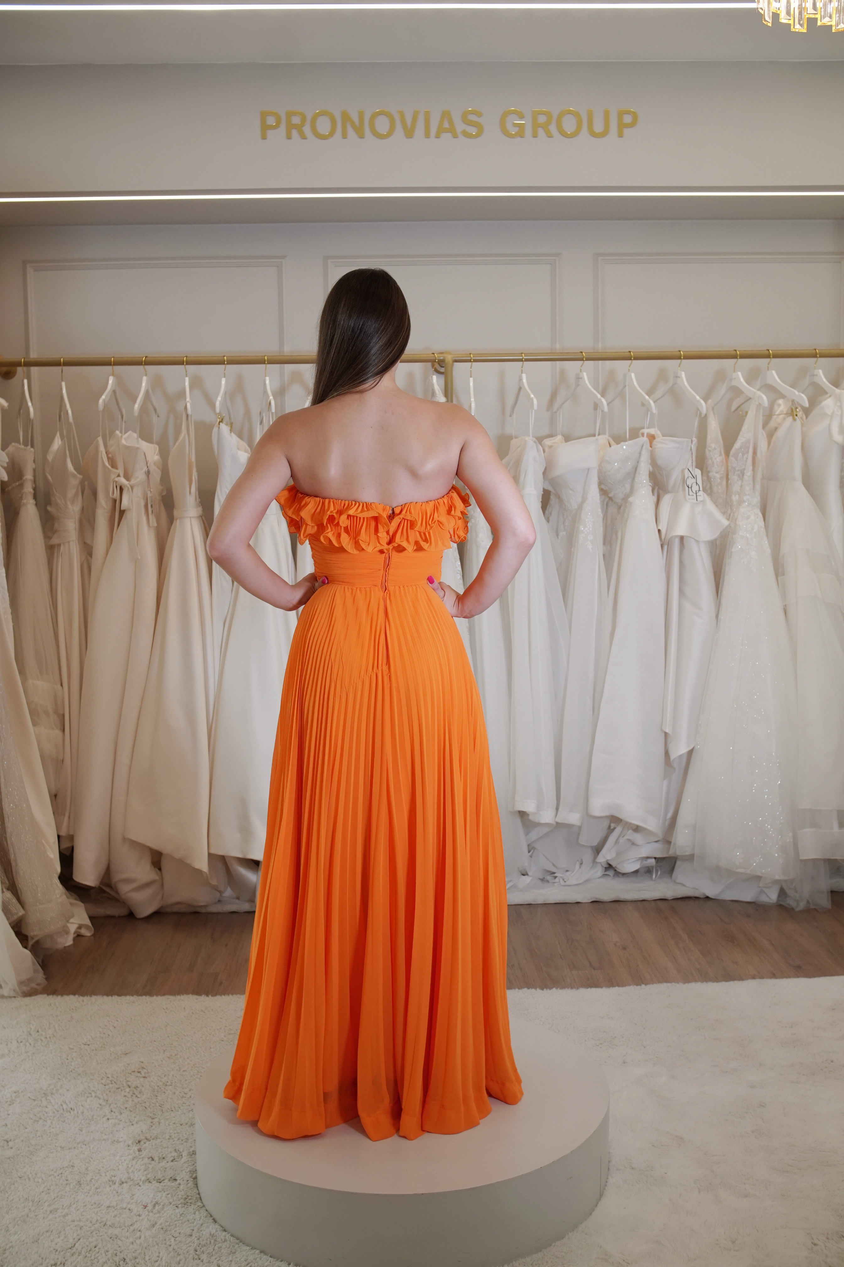 Vestido Laranja Agilitá Plissado