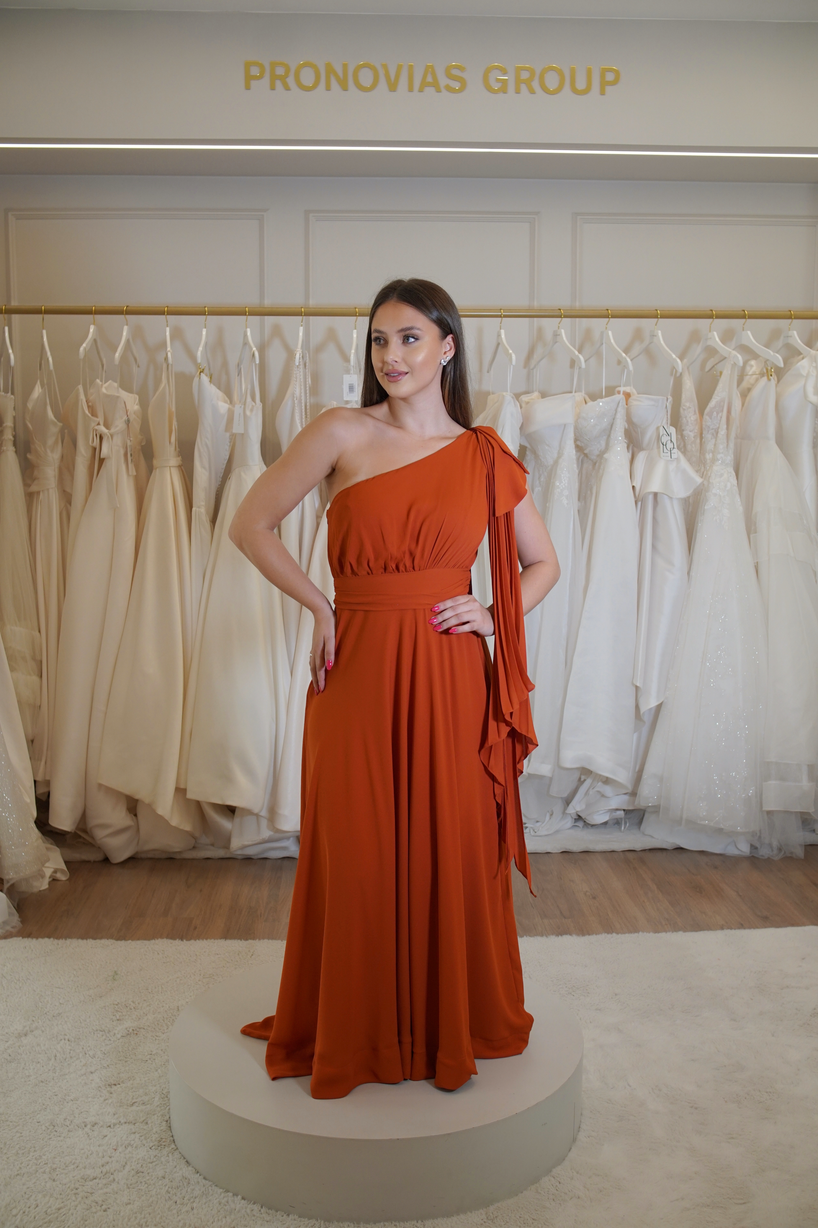 Vestido Terracota Ombro Único