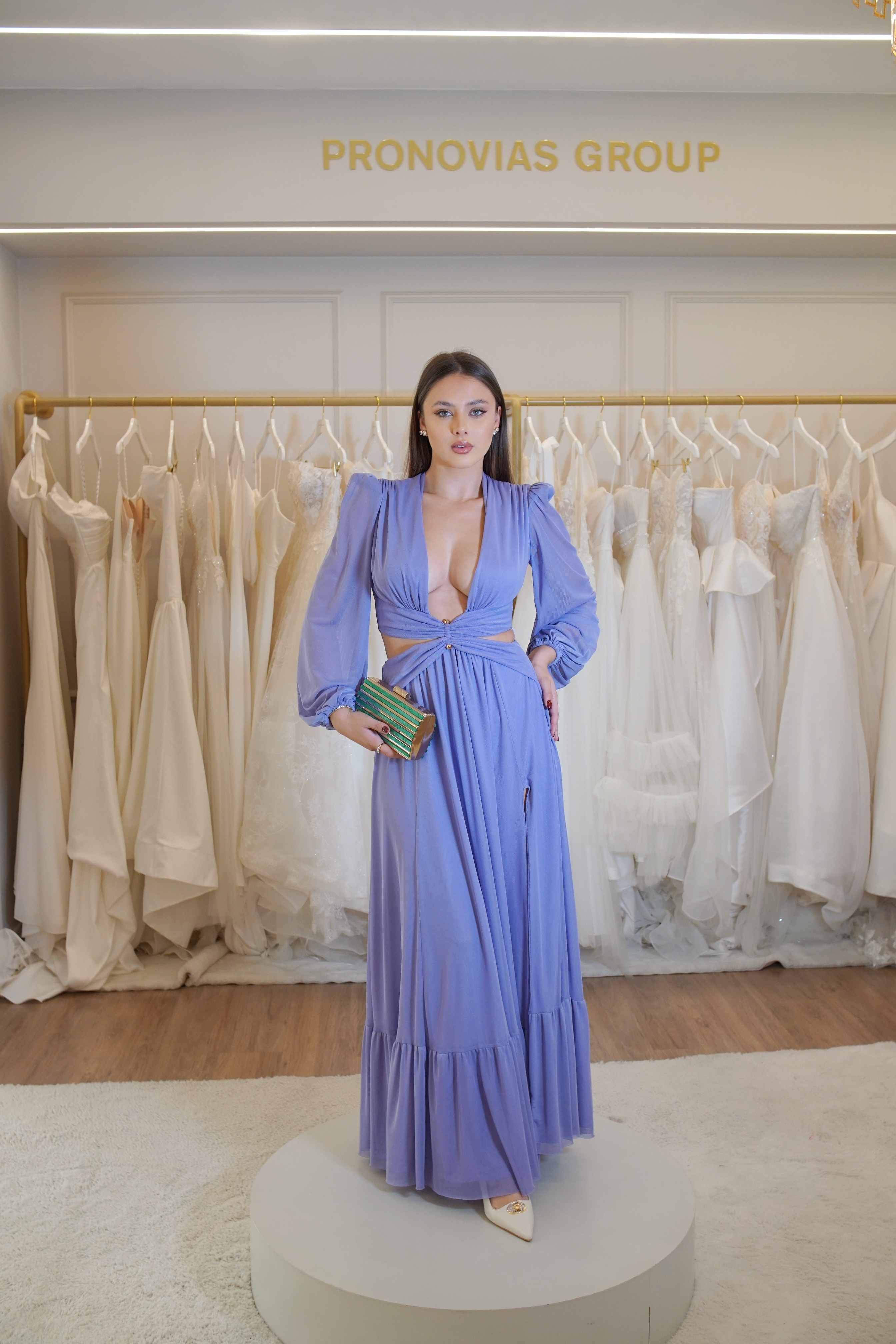 Vestido Lavanda com Detalhes Cintura